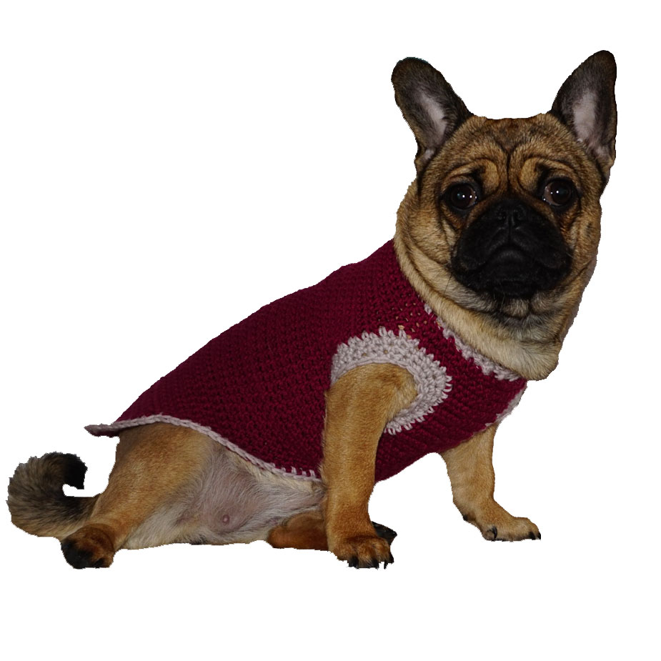 Håndlavet Hundesweater    Ryg 38 Cm Sort Grå