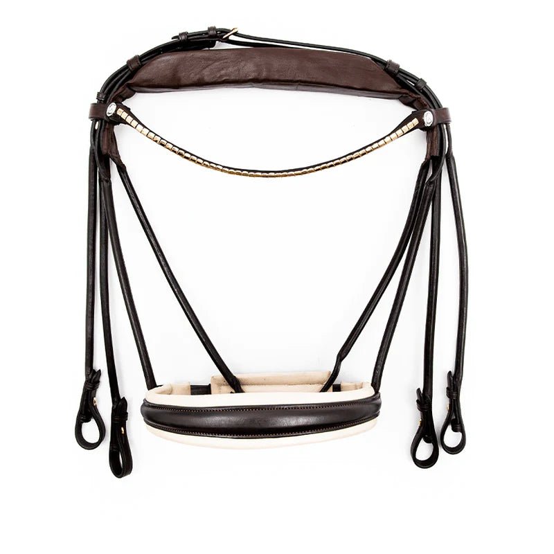 Finesse Bridles Cassidy Kandar  Rundsyet M  Bredt Næsebånd   Brun Beige Guld