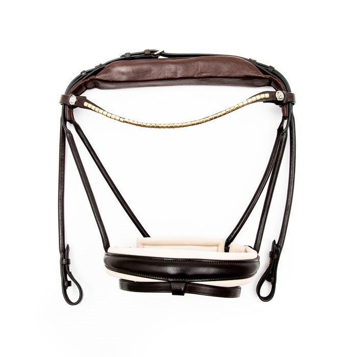 Finesse Bridles Cassidy Trense  Rundsyet M  Bredt Næsebånd   Brun Beige Guld