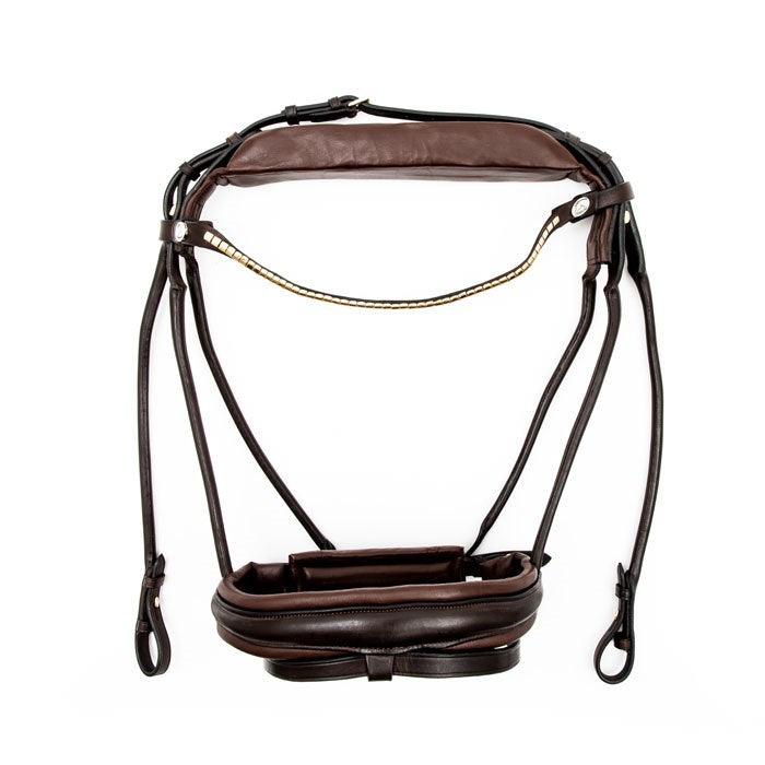 Finesse Bridles Cayenne Trense  Flad M  Bredt Næsebånd   Brun Brun Guld