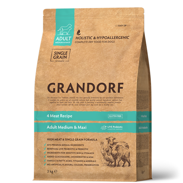 Grandorf Hundefoder Adult 4 Meat 3kg